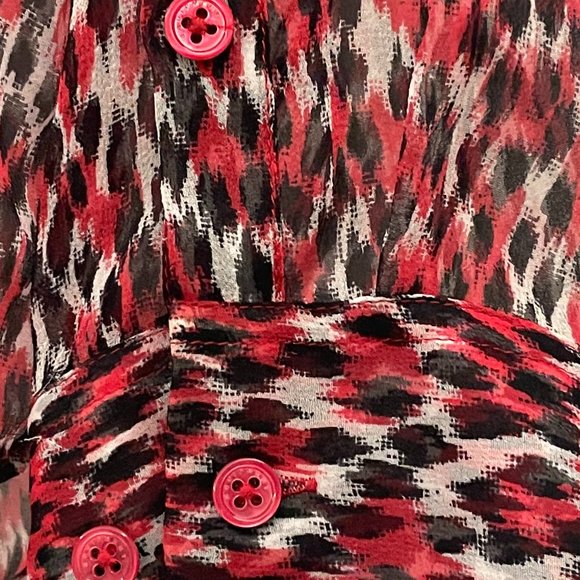 Equipment Femme Silk Blouse with Black, Red, White Print, Large - Picture 8 of 8